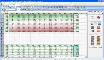 Screenshot of SSuite - Accel Spreadsheet Choropleth Table Mapping - Bi-Polar Progression. Free SSuite Office Software and Suites including free downloads of Microsoft Software Applications.