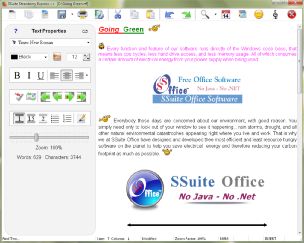 Screenshot of Strawberry Express Writer, the main word processor from our SSuite Lemon Juice productivity suite.